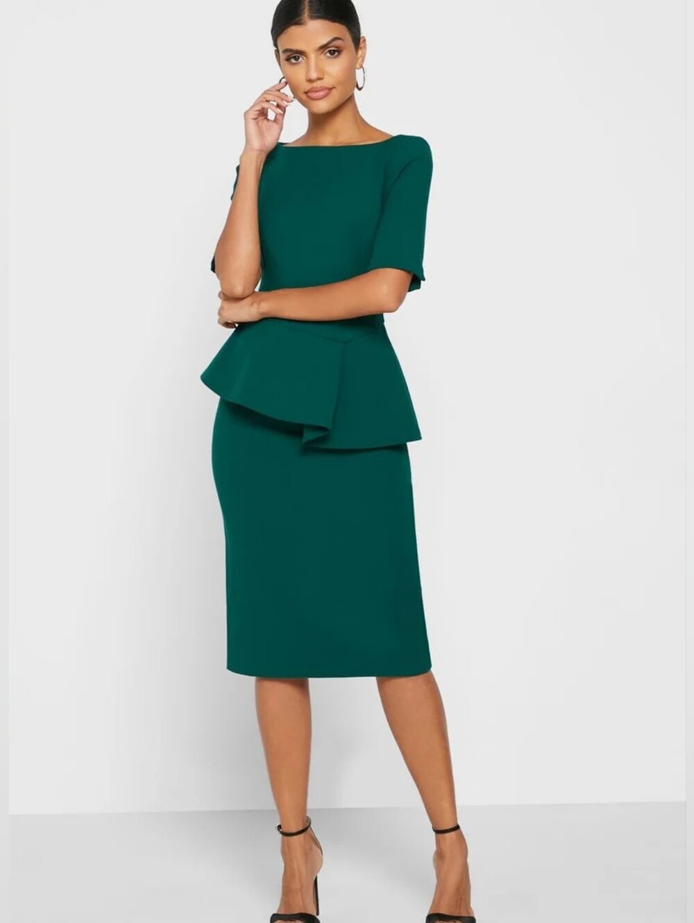 Ted Baker NWT Romolaa Dark Green Peplum Dress Sz US 6, Ted Sz 2 Short Sleeves